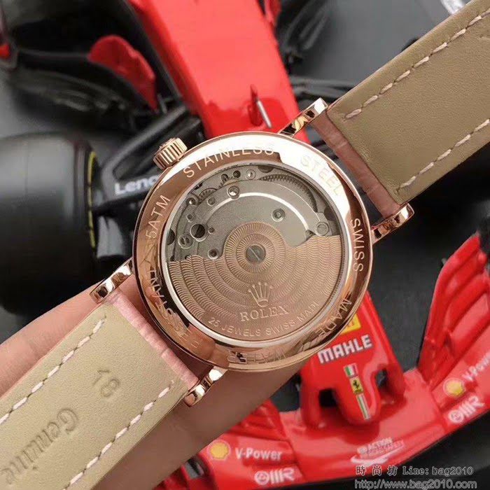 ROLEX勞力士 切利尼女款 全自動機械 藍寶仿刮鏡面 小牛皮錶帶 深度防水 女士腕表  wssb4213